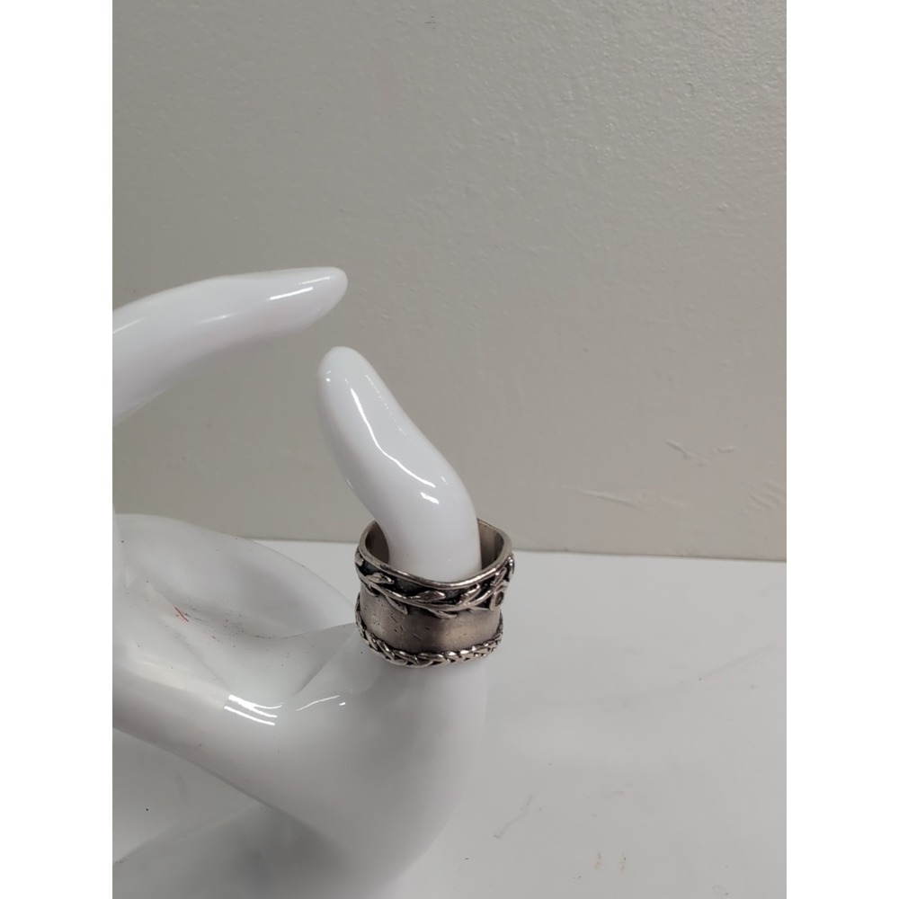 Vintage PZ Israel Leaf Or Vine Scroll Sterling Silver 925 Wide Band Size 8
